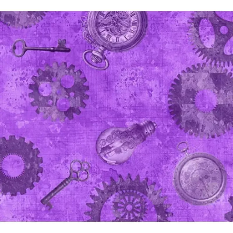 Steampunk Halloween 3 Gears Purple Fabric