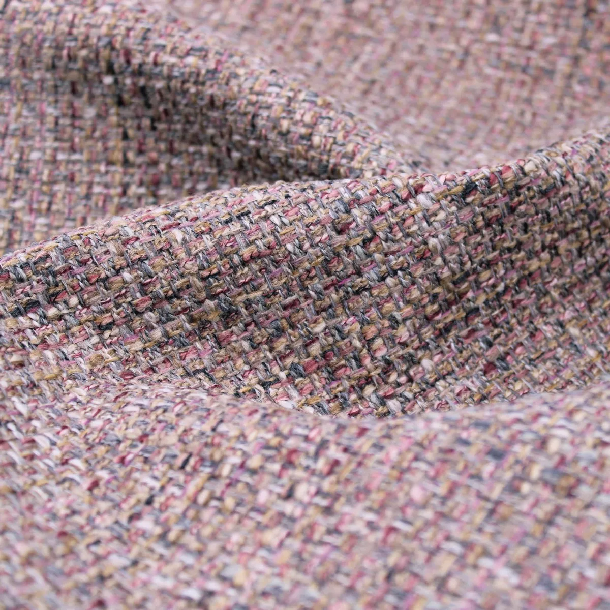 Super Tweed Basket Weave Upholstery - Gold Pink