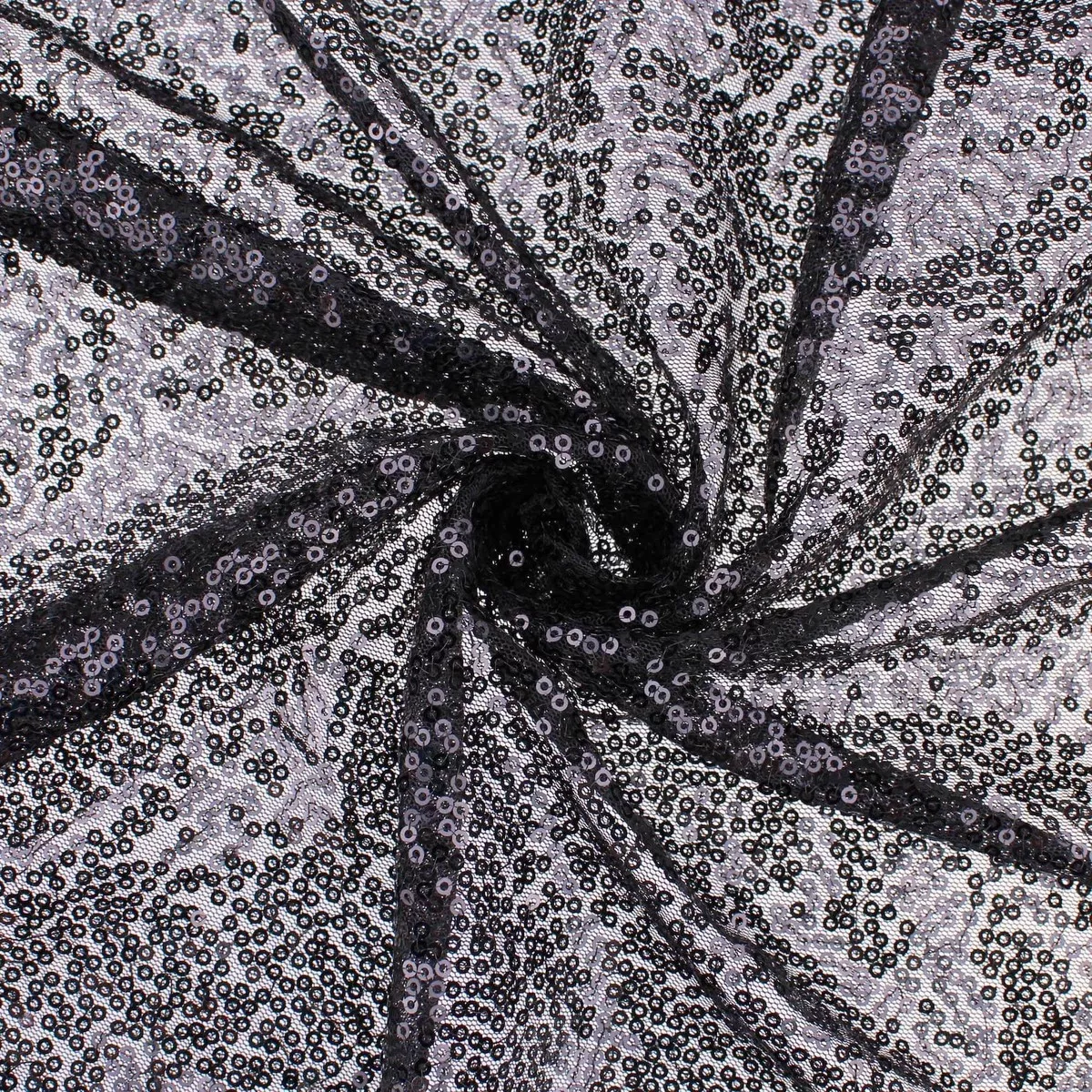 Teeny Metallic Sequins on Mesh - Black