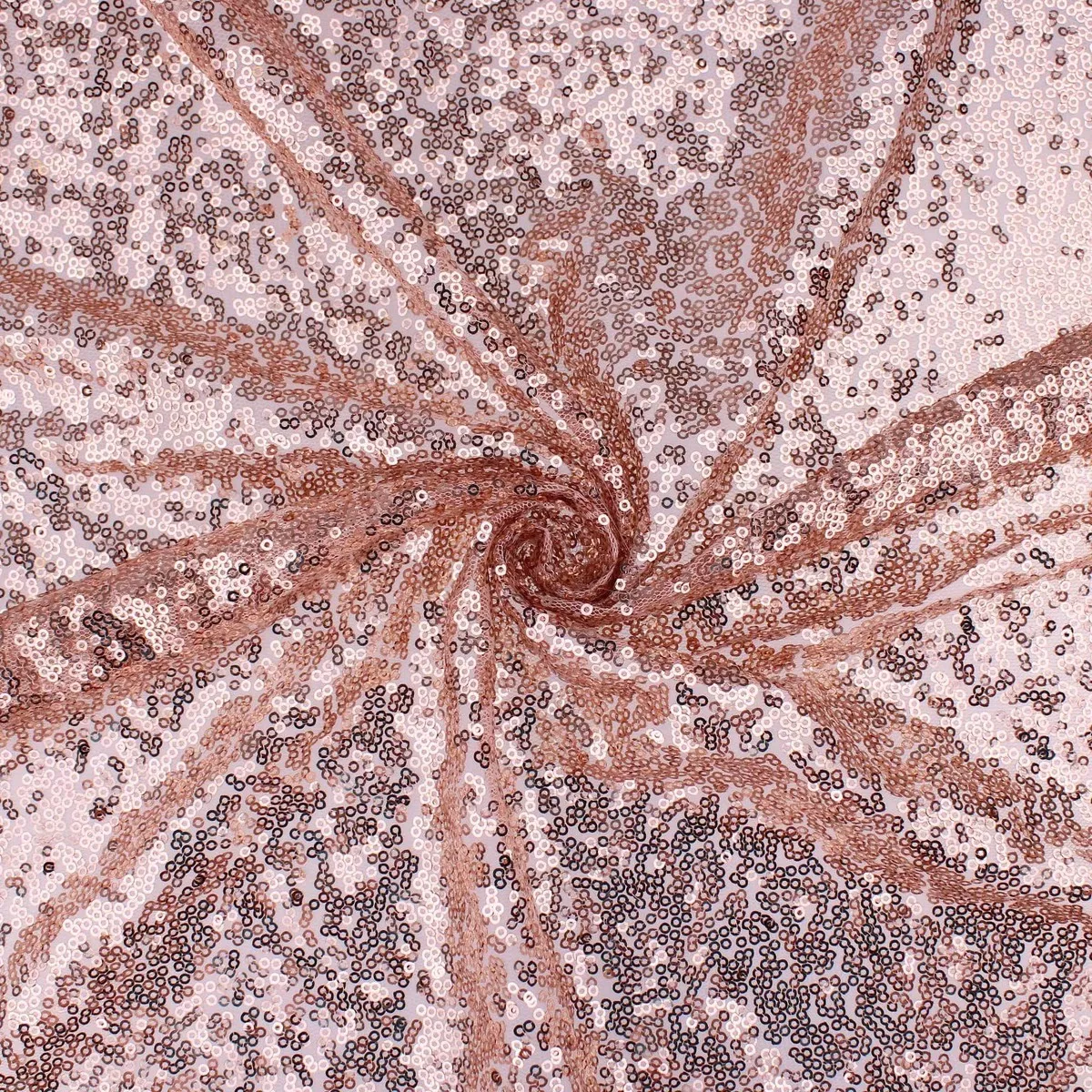 Teeny Metallic Sequins on Mesh - Rose Gold