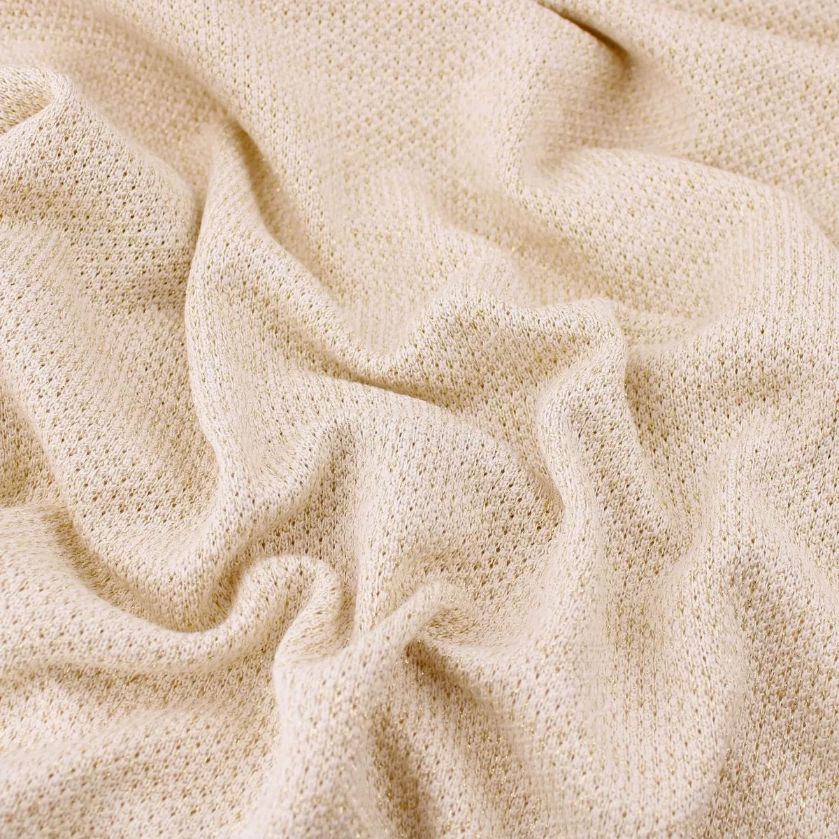 Thick Cotton Modal Lurex Sweater Stretch Knit - Cream
