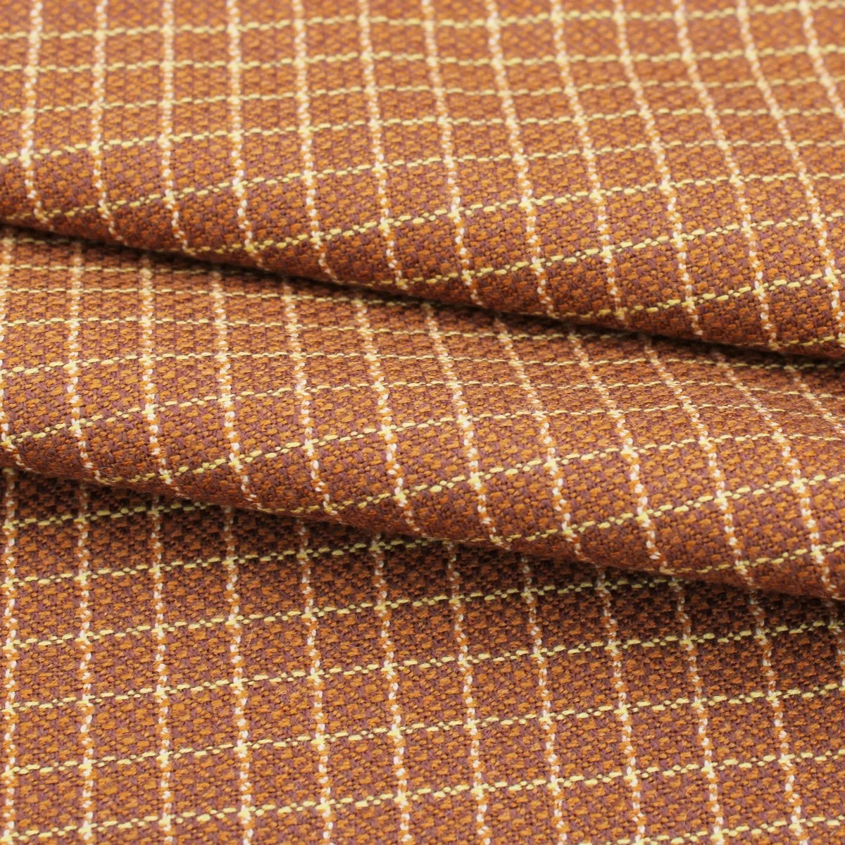 Twill Medium Check Soft Wool Tailoring- Warm Brown
