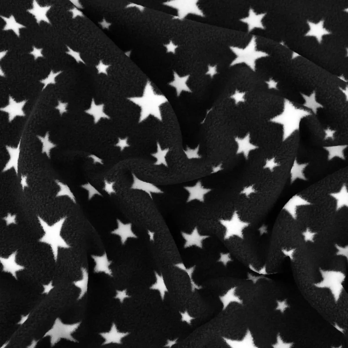 Twinkle Star Print Anti Pil Polar Fleece - Black