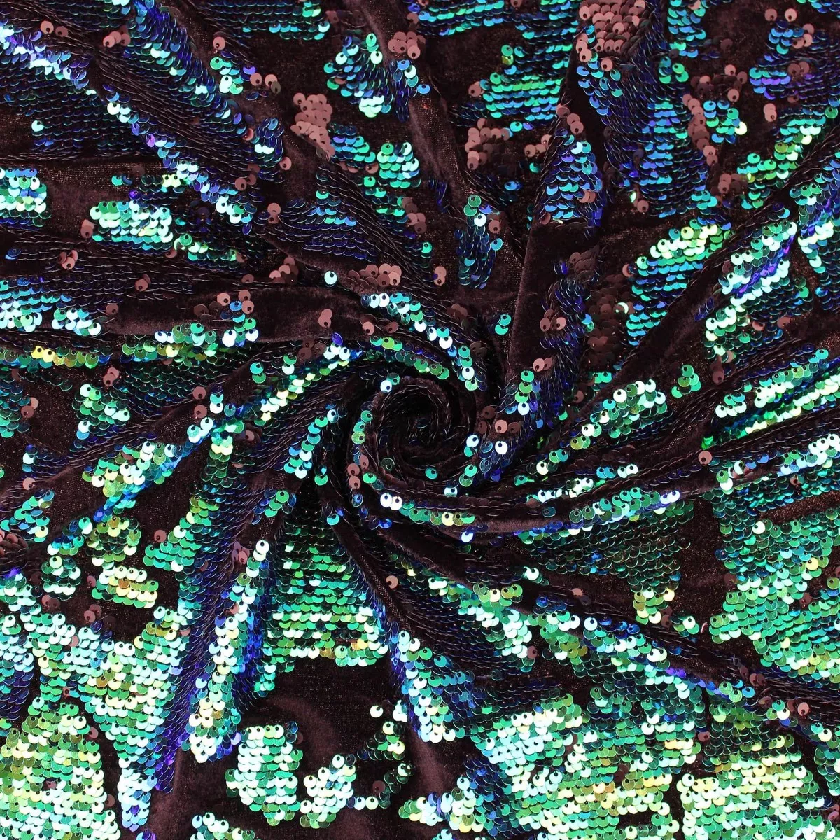 Two Tone Sequins on Black Velvet - Turquoise
