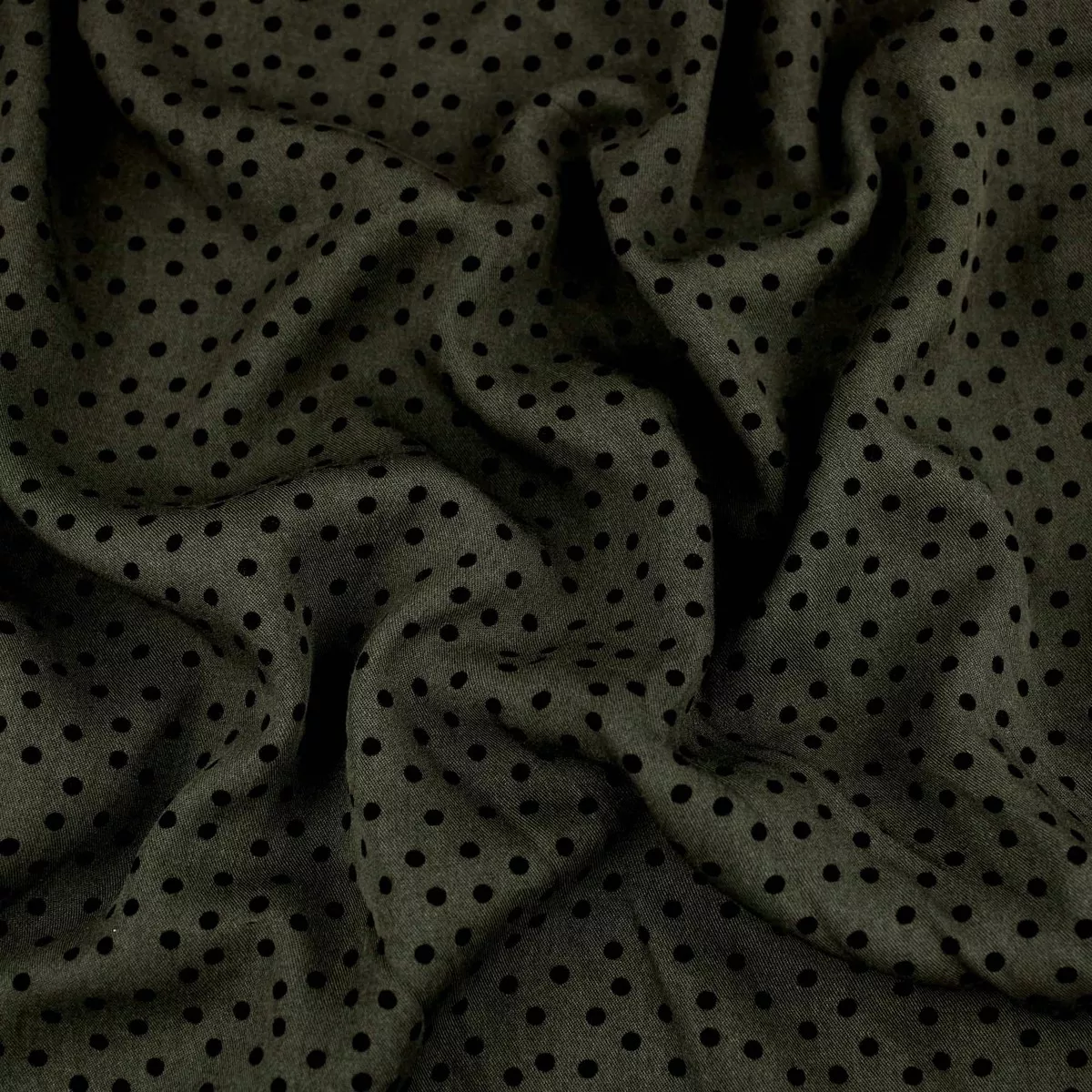 Viscose Twill Black Spots - Khaki