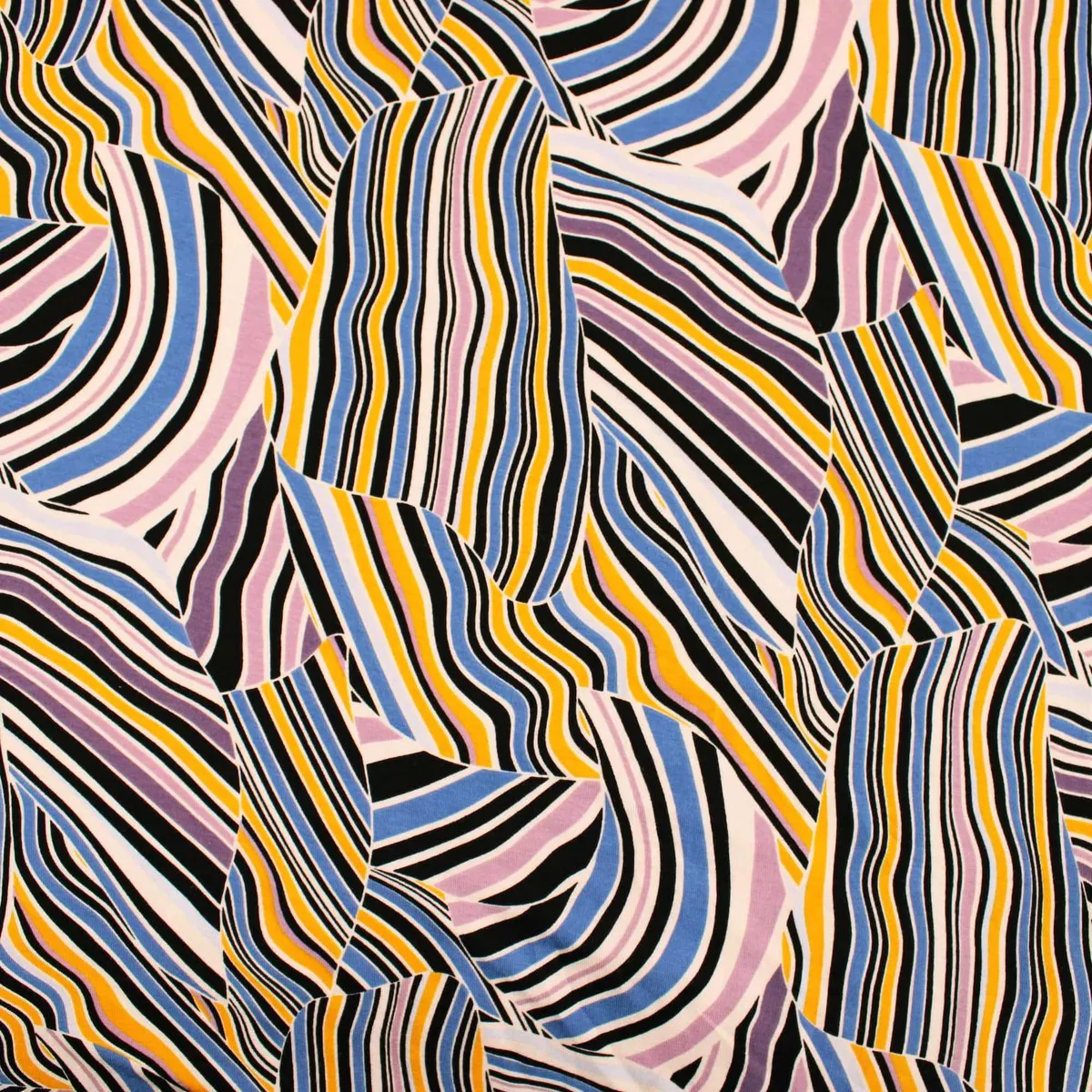 Wavy Lines Viscose Jersey - Multicoloured