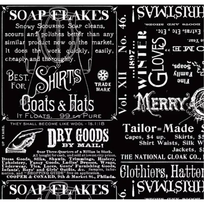 White as Snow Snowy Soap Ads Black Yardage