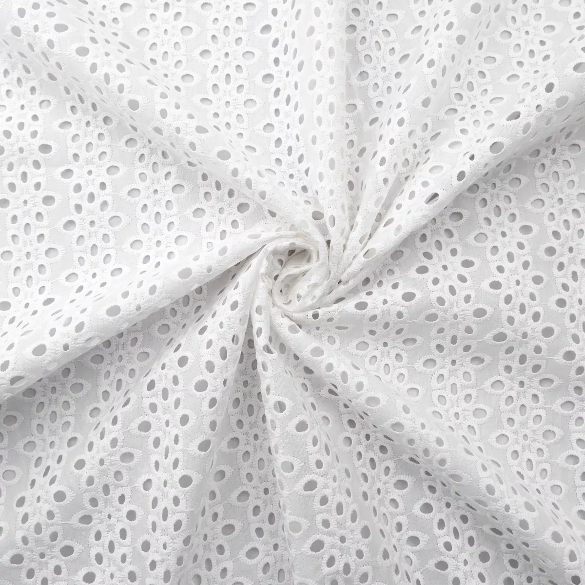 White Broderie Anglaise Pure Cotton - 8 Petal Flower