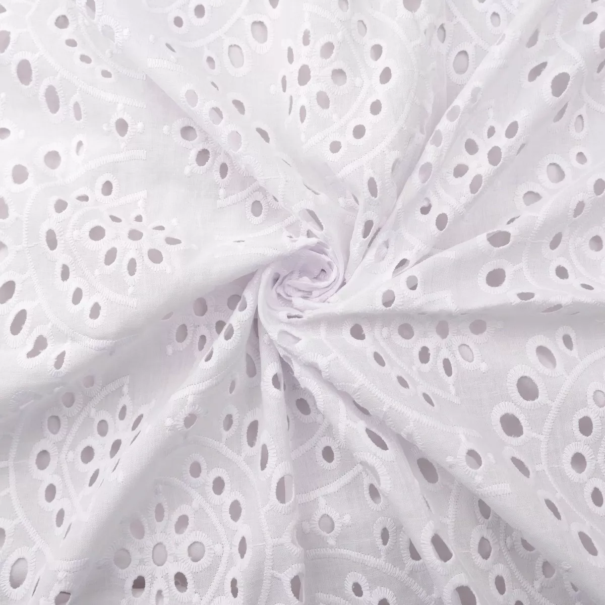 White Broderie Anglaise Pure Cotton - Arched Flower