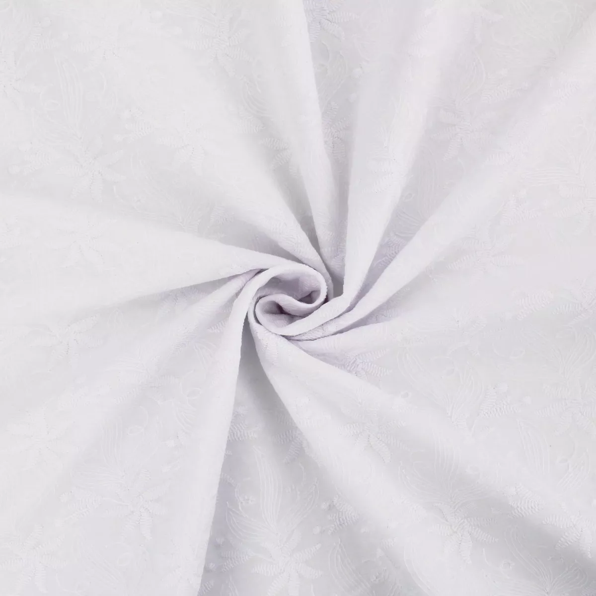 White Broderie Anglaise Pure Cotton - Lilies