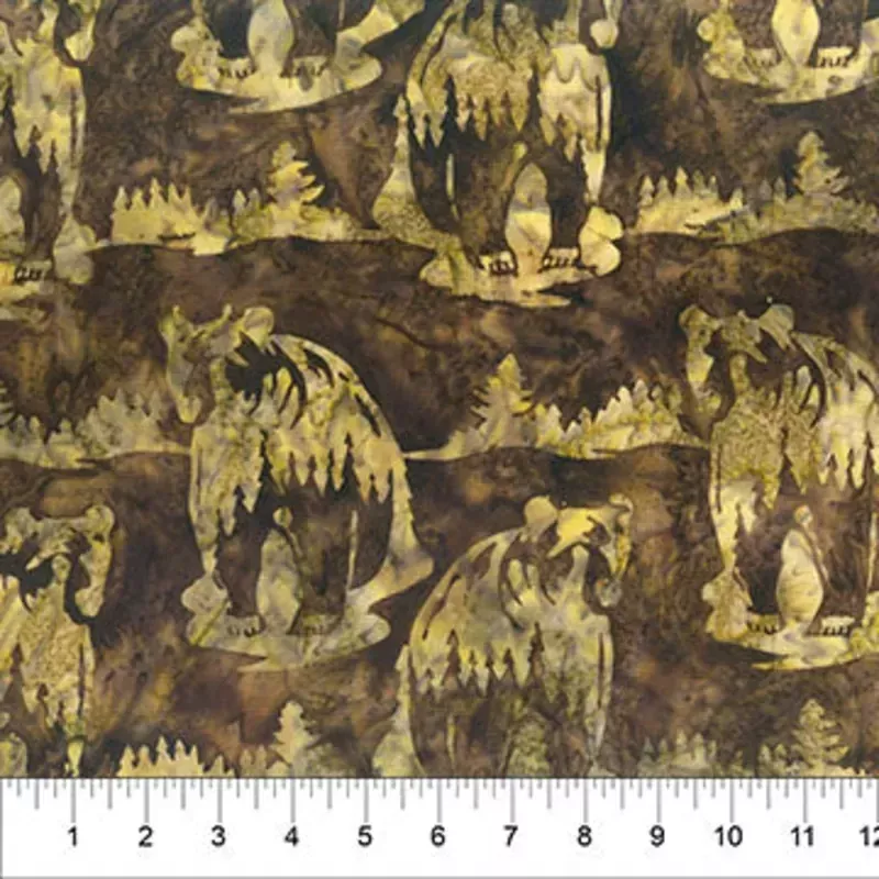 Wild Country Bear Coffee Fabric