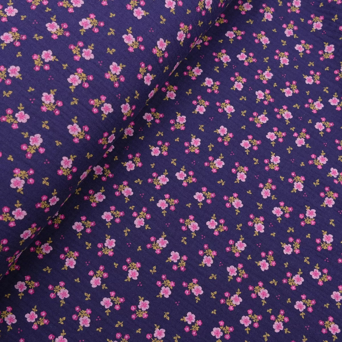 Winterberry Flowers Organic Cotton Double Gauze - Navy