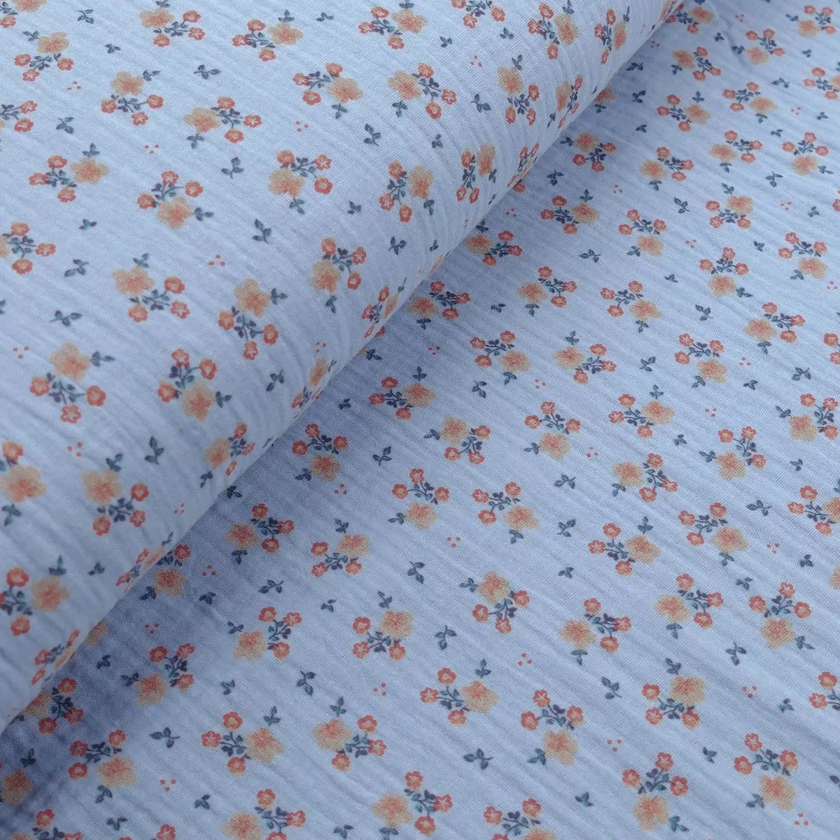 Winterberry Flowers Organic Cotton Double Gauze - Sky Blue