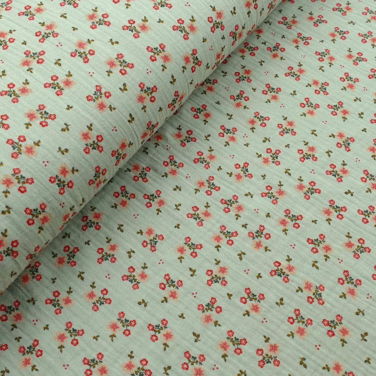 Winterberry Flowers Organic Cotton Double Gauze - Spearmint