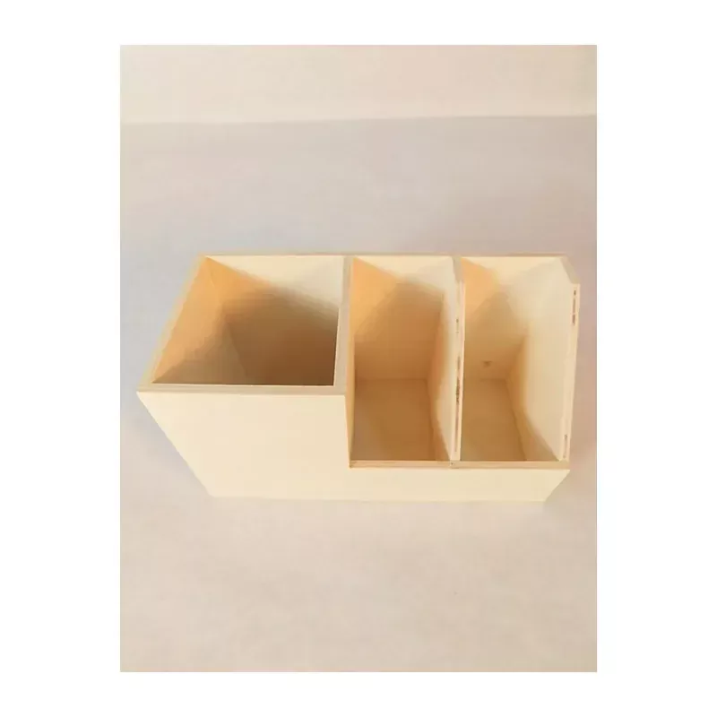 Wooden Pencil Caddy with 3 Compartments