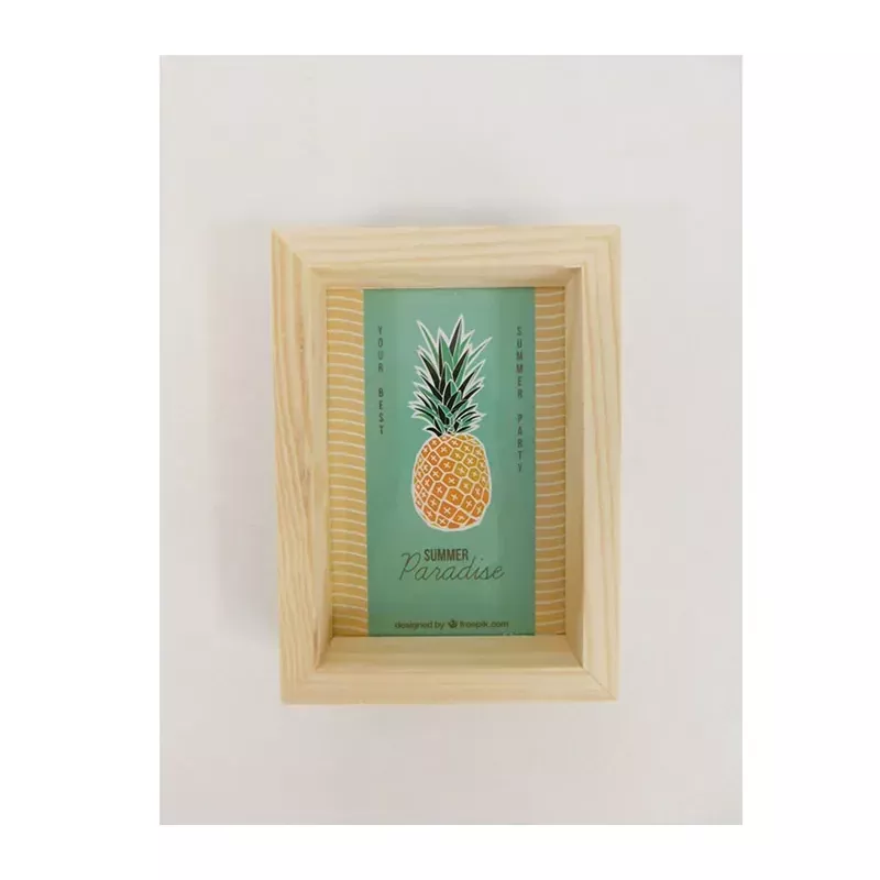 Wooden Shadowbox with Pineapple - 5.5-inch x 4-inch
