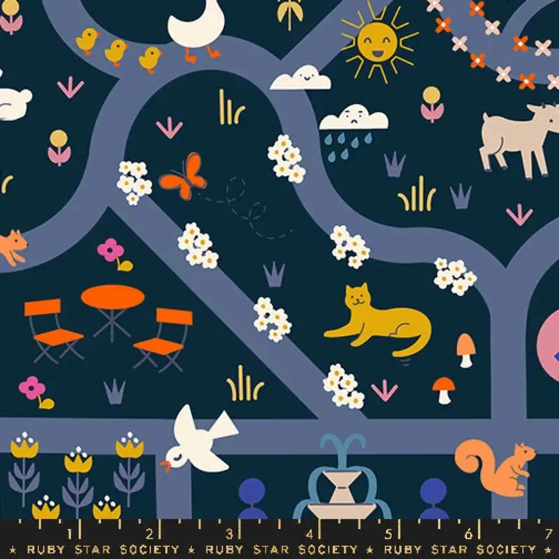 Woodland Park Garden Map Teal Navy