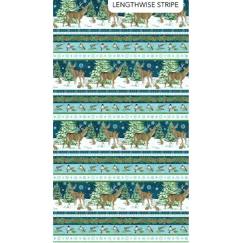 Woodland Woolies Flannel Reindeer Stripe Multi Fabric