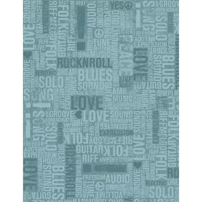 Words Allover in Teal - Rhythm & Harmony by Michael Mullan