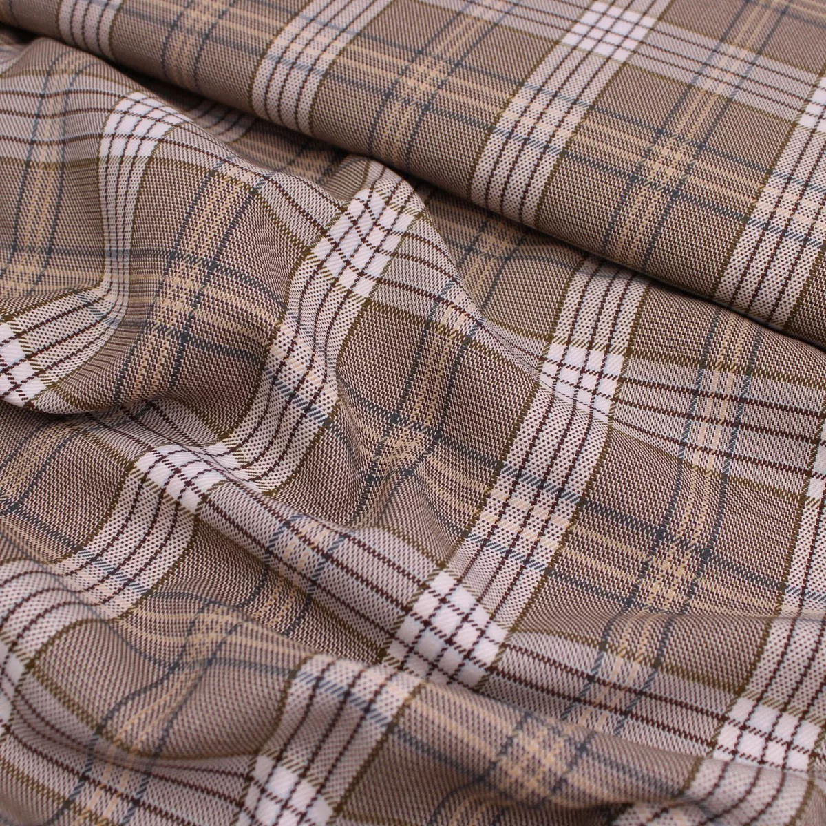 Woven Tailoring Suiting Check Fabric - Beige