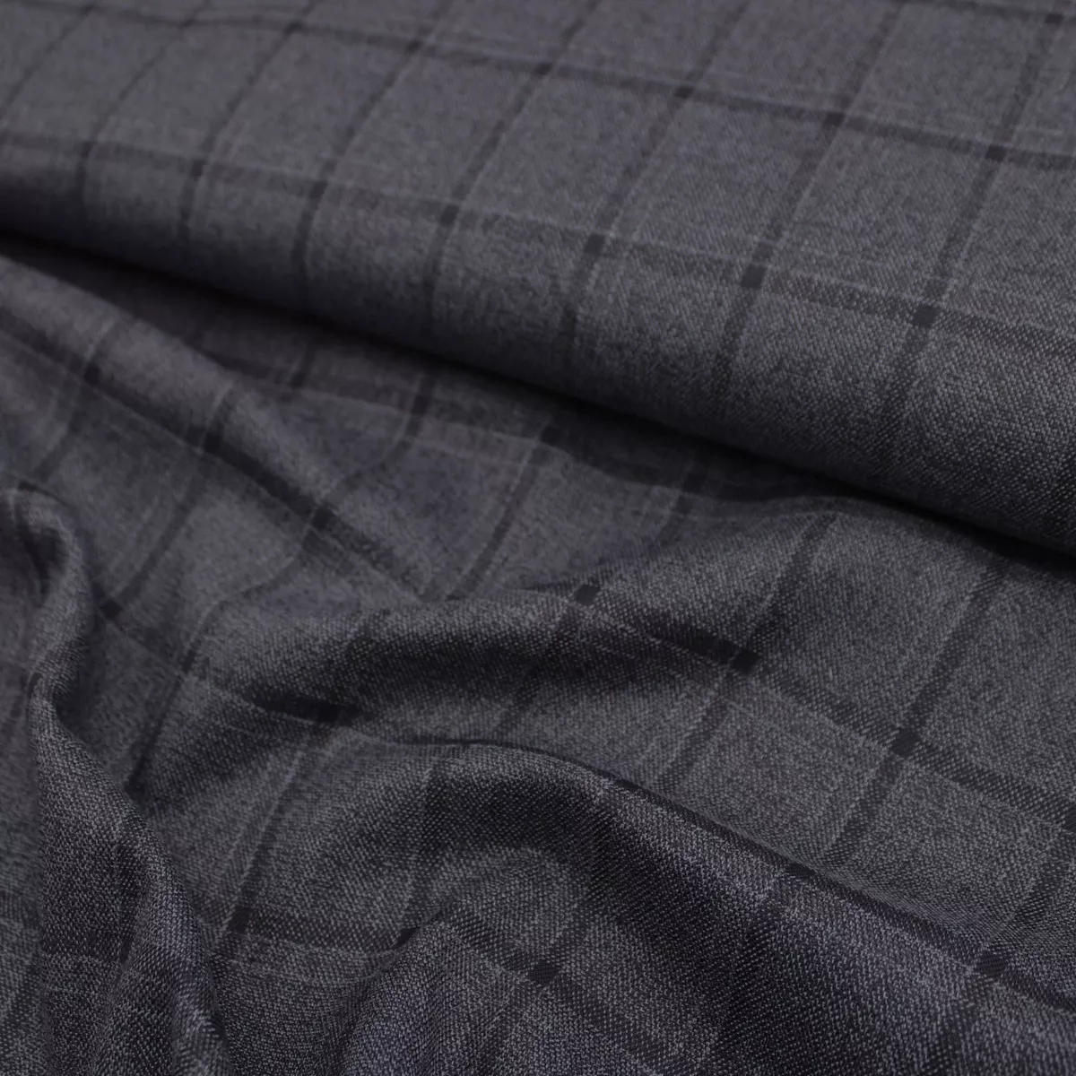 Woven Tailoring Suiting Check Fabric - Charcoal