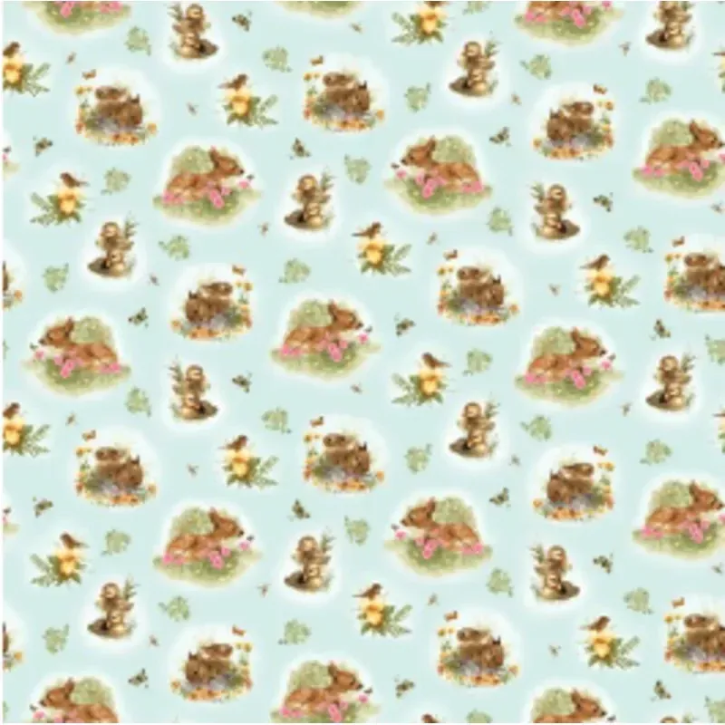 Young of the Year Woodland Critters Blue Powder Yardage