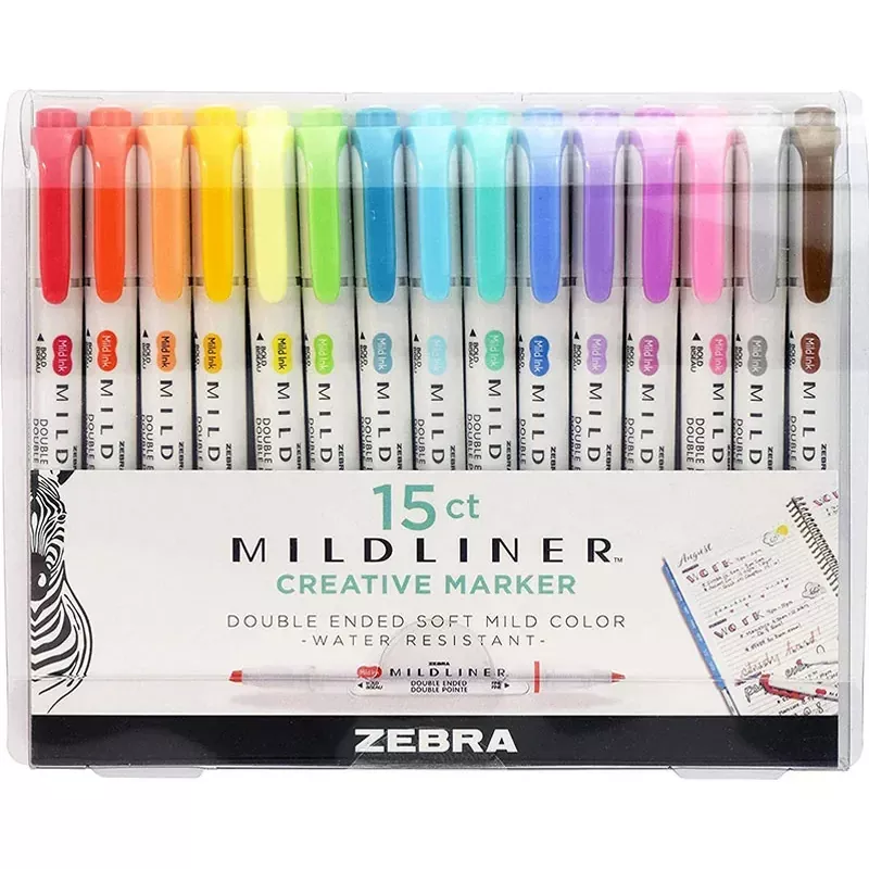 Zebra Mildliner Double-Ended Highlighter Set - 15 Piece