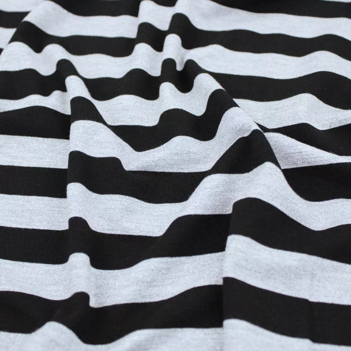 Zebra Shimmer Black and White Viscose Stretch Jersey - Stripes