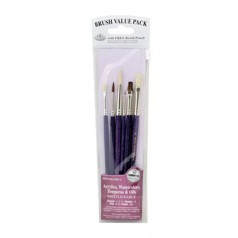 Zip N' Close Brush Set, Bristle Brush Set - 7 Piece