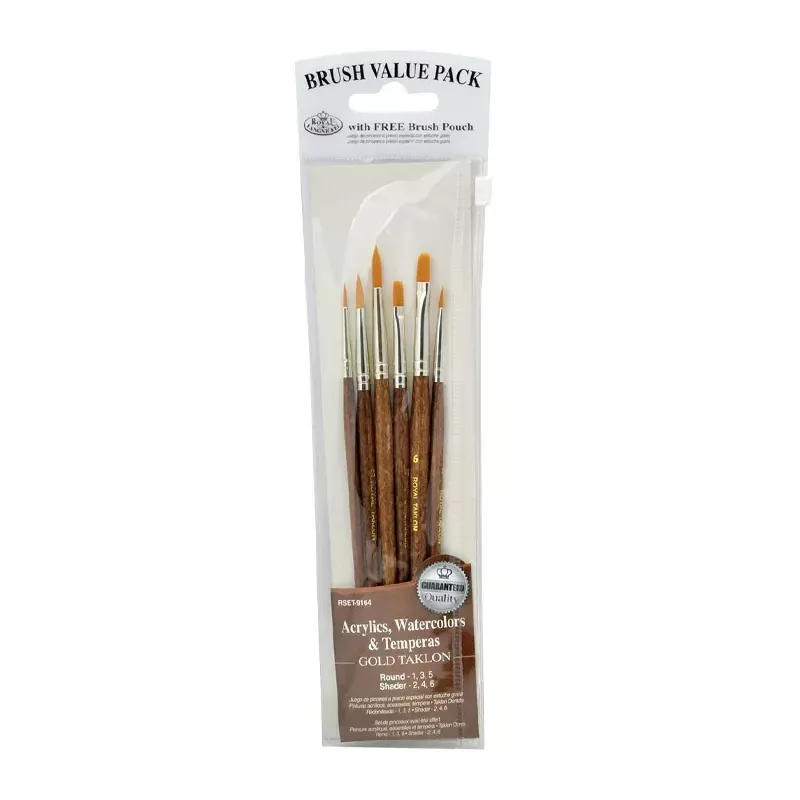 Zip N' Close Brush Set, Gold Taklon Shader Brush Set - 6 Piece