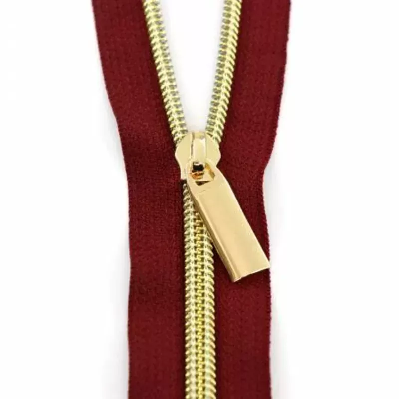 Zippers #5 By the Yard Burgundy Gold Coil